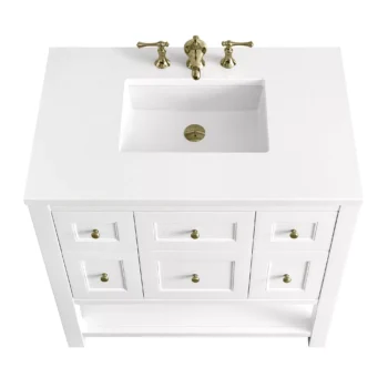 Breckenridge 36" Single Vanity, Bright White w/ 3 CM White Zeus Top - Image 7