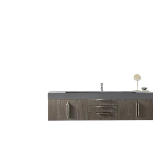 Mercer Island 72″ Single Vanity, Ash Gray w/ Dusk Grey Glossy Composite Stone Top