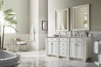 Bristol 72" Double Vanity, Bright White w/ 3 CM Eternal Serena Quartz Top - Image 3