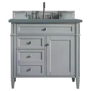 Brittany 36″ Single Vanity, Urban Gray w/ 3 CM Cala Blue Top