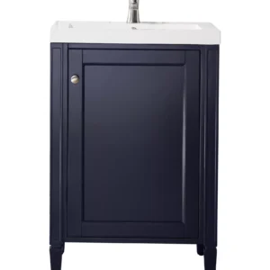 Britannia 24″ Single Vanity, Navy Blue w/ White Glossy Composite Stone Top