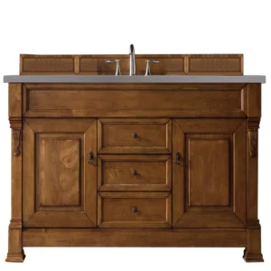 Brookfield 60″ Single Vanity, Country Oak w/ 3 CM Grey Expo Quartz Top