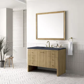 Hudson 48" Single Vanity, Light Natural Oak w/ 3 CM Charcoal Soapstone Top - Image 3