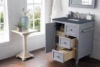 Copper Cove Encore 30" Single Vanity, Silver Gray w/ 3 CM Charcoal Soapstone Quartz Top - Image 3