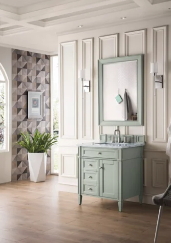 Brittany 30" Single Vanity, Sage Green w/ 3 CM Carrara Marble Top - Image 3