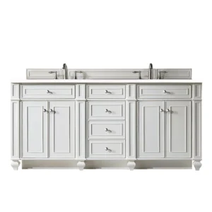 Bristol 72″ Double Vanity, Bright White w/ 3 CM White Zeus Quartz Top