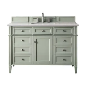 Brittany 48″ Single Vanity, Sage Green w/ 3 CM Eternal Serena Quartz Top