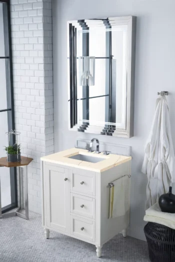 Copper Cove Encore 30" Single Vanity, Bright White w/ 3 CM Eternal Marfil Quartz Top - Image 3