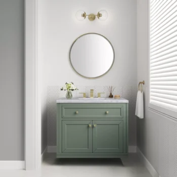 Chicago 36" Single Vanity, Smokey Celadon w/ 3 CM Carrara Marble Top - Image 3