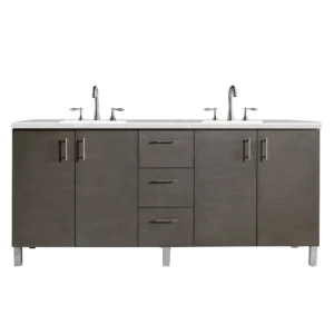 Metropolitan 72″ Double Vanity, Silver Oak w/ 3 CM Eternal Serena Quartz Top