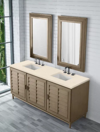 Portland 72" Double Vanity Whitewashed Walnut w/ 3 CM Eternal Marfil Quartz Top - Image 3