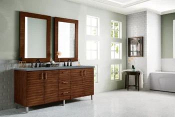 Metropolitan 72" Double Vanity, American Walnut w/ 3 CM Cala Blue Top - Image 3