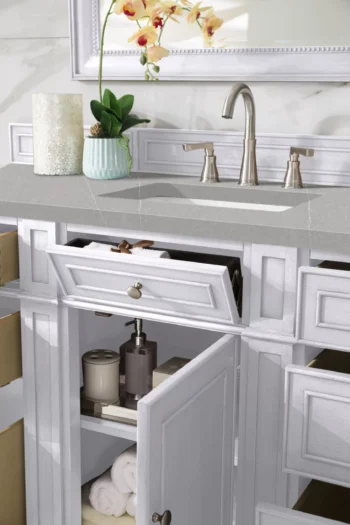 Bristol 60" Single Vanity, Bright White w/ 3 CM Eternal Serena Quartz Top - Image 4