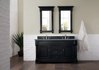 Brookfield 60" Double Vanity, Antique Black w/ 3 CM Cala Blue Top - Image 2