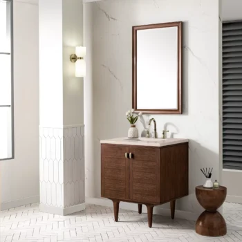 Amberly 30" Single Vanity, Mid-Century Walnut w/ 3 CM Eternal Marfil Top - Image 5