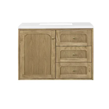 Laurent 36" Single Vanity, Light Natural Oak w/ 3 CM White Zeus Top - Image 4