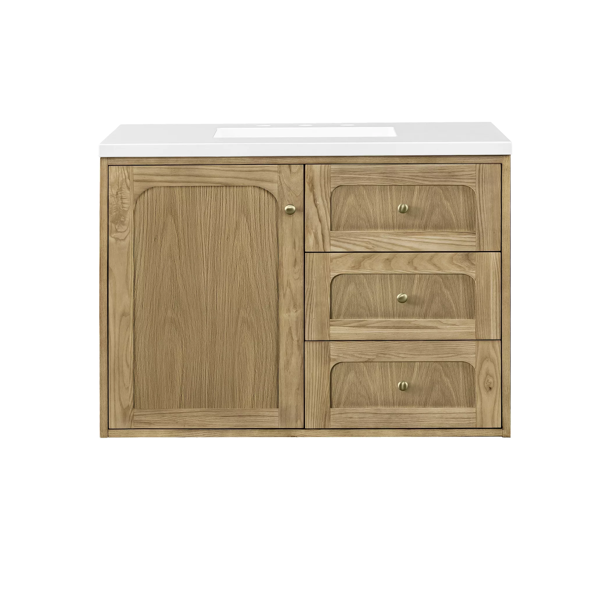 Laurent 36" Single Vanity, Light Natural Oak w/ 3 CM White Zeus Top - Image 4
