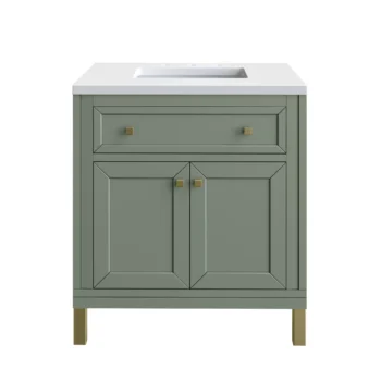 Chicago 30" Single Vanity, Smokey Celadon w/ 3 CM White Zeus Top - Image 2