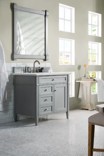 Brittany 36" Single Vanity, Urban Gray w/ 3 CM Ethereal Noctis Quartz Top - Image 3