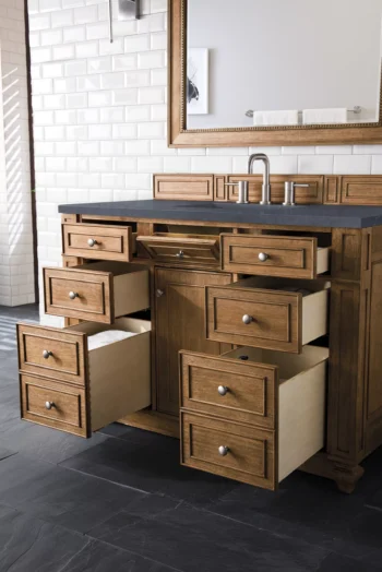 Bristol 48" Single Vanity, Saddle Brown w/ 3 CM Charcoal Soapstone Quartz Top - Image 4
