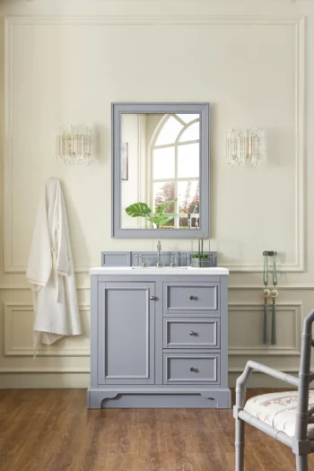De Soto 36" Single Vanity, Silver Gray w/ 3 CM White Zeus Quartz Top - Image 2