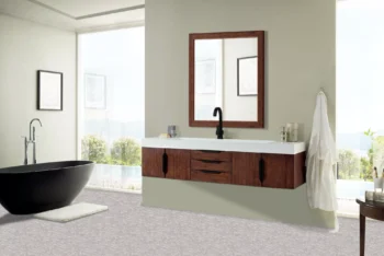 Mercer Island 72" Single Vanity, Coffee Oak, Matte Black w/ Glossy White Composite Stone Top - Image 3