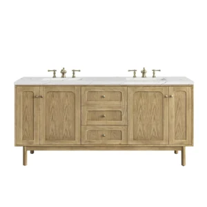 Laurent 72″ Double Vanity, Light Natural Oak w/ 3 CM Ethereal Noctis Top