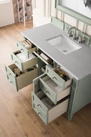 Brittany 48" Single Vanity, Sage Green w/ 3 CM Eternal Serena Quartz Top - Image 4