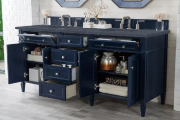 Brittany 72" Double Vanity, Victory Blue w/ 3 CM Charcoal Soapstone Quartz Top - Image 4