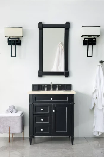 Brittany 30" Single Vanity, Black Onyx, w/ 3 CM Eternal Marfil Quartz Top - Image 2