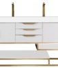 Columbia 72″ Double Vanity, Glossy White, Radiant Gold w/ Glossy White Composite Stone Top