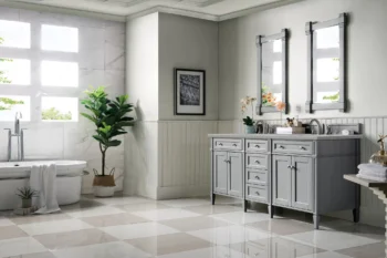 Brittany 72" Double Vanity, Urban Gray w/ 3 CM Eternal Serena Quartz Top - Image 3
