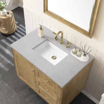 Laurent 36" Single Vanity, Light Natural Oak w/ 3 CM Eternal Serena Top - Image 7