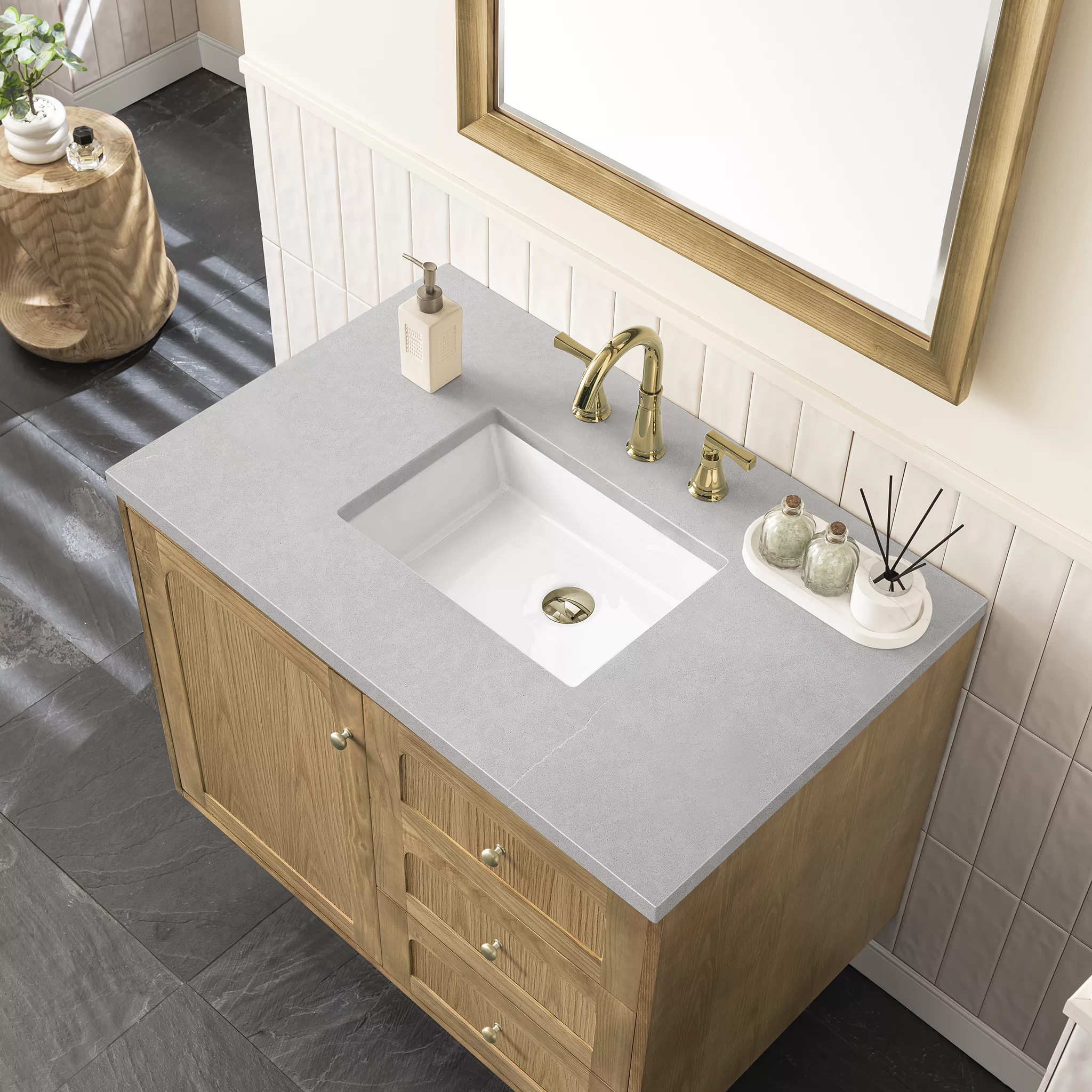 Laurent 36" Single Vanity, Light Natural Oak w/ 3 CM Eternal Serena Top - Image 7