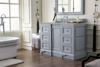 De Soto 48" Single Vanity, Silver Gray w/ 3 CM Eternal Serena Quartz Top - Image 3