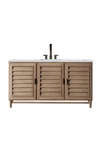 Portland 60" Single Vanity Whitewashed Walnut w/ 3 CM Ethereal Noctis Quartz Top