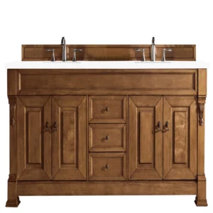 Brookfield 72″ Double Vanity, Country Oak w/ 3 CM White Zeus Quartz Top
