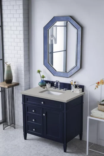 Brittany 36" Single Vanity, Victory Blue w/ 3 CM Eternal Serena Quartz Top - Image 3