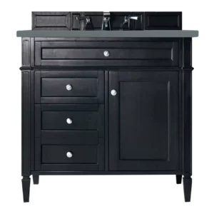 Brittany 36″ Single Vanity, Black Onyx w/ 3 CM Cala Blue Top