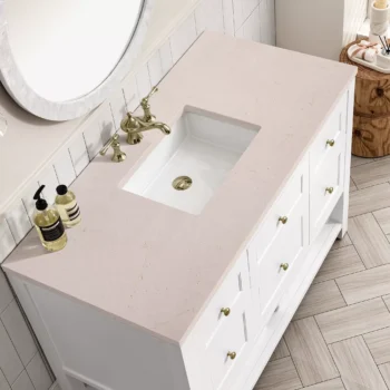 Breckenridge 48" Single Vanity, Bright White w/ 3 CM Eternal Marfil Top - Image 5