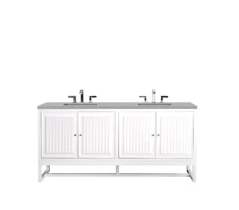 Athens 72" Double Vanity, Glossy White w/ 3 CM Eternal Serena Top - Image 2