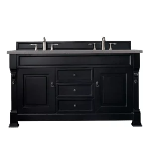 Brookfield 60″ Double Vanity, Antique Black w/ 3 CM Grey Expo Quartz Top