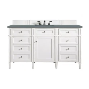 Brittany 60″ Single Vanity, Bright White w/ 3 CM Cala Blue Top