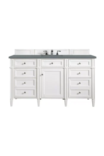Brittany 60" Single Vanity, Bright White w/ 3 CM Cala Blue Top
