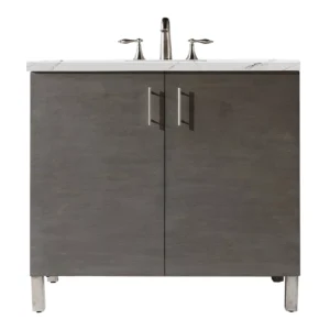 Metropolitan 36″ Single Vanity, Silver Oak w/ 3 CM Ethereal Noctis Quartz Top