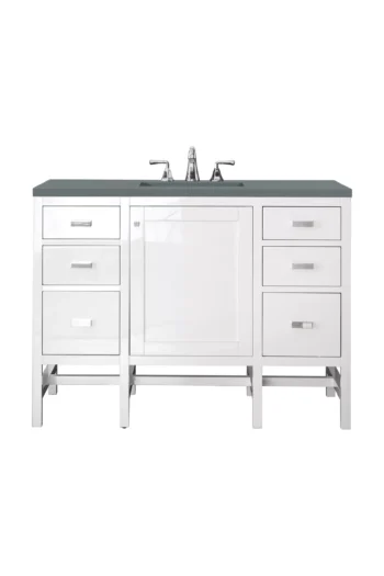Addison 48" Single Vanity, Glossy White w/ 3 CM Cala Blue Top