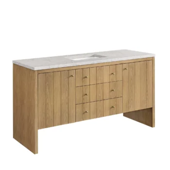 Hudson 60" Single Vanity, Light Natural Oak w/ 3 CM Eternal Jasmine Pearl Top - Image 6