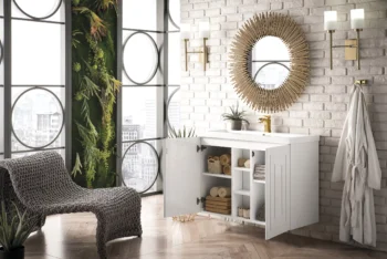 Alicante 39.5" Single Vanity, Glossy White w/ White Glossy Composite Stone Top - Image 4