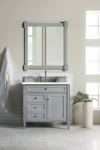 Brittany 36" Single Vanity, Urban Gray w/ 3 CM Eternal Marfil Quartz Top - Image 2