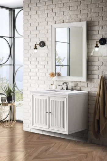 Athens 30" Single Vanity, Glossy White w/ 3 CM Arctic Fall Solid Surface Top - Image 7